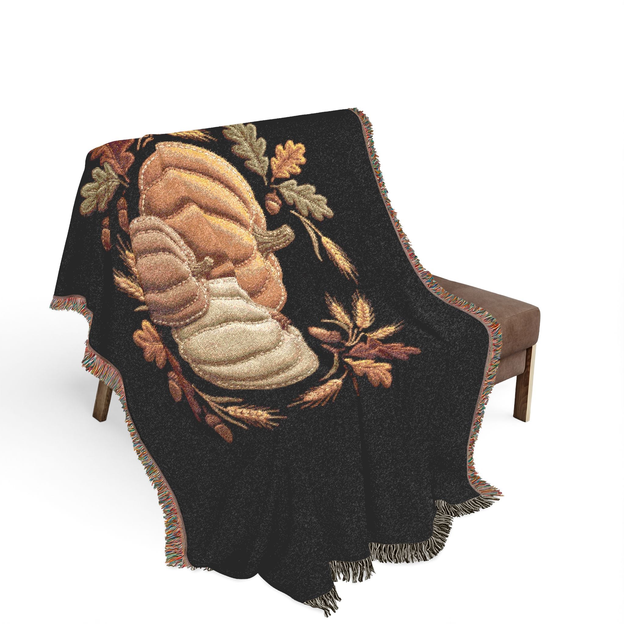 Autumn Pumpkin Woven Blanket | Fall Harvest Throw, Harvest Pumpkins Tapestry