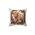 Highland Cow Tapestry Pillow Spun Polyester Square Pillow | Rustic Farmhouse Decor