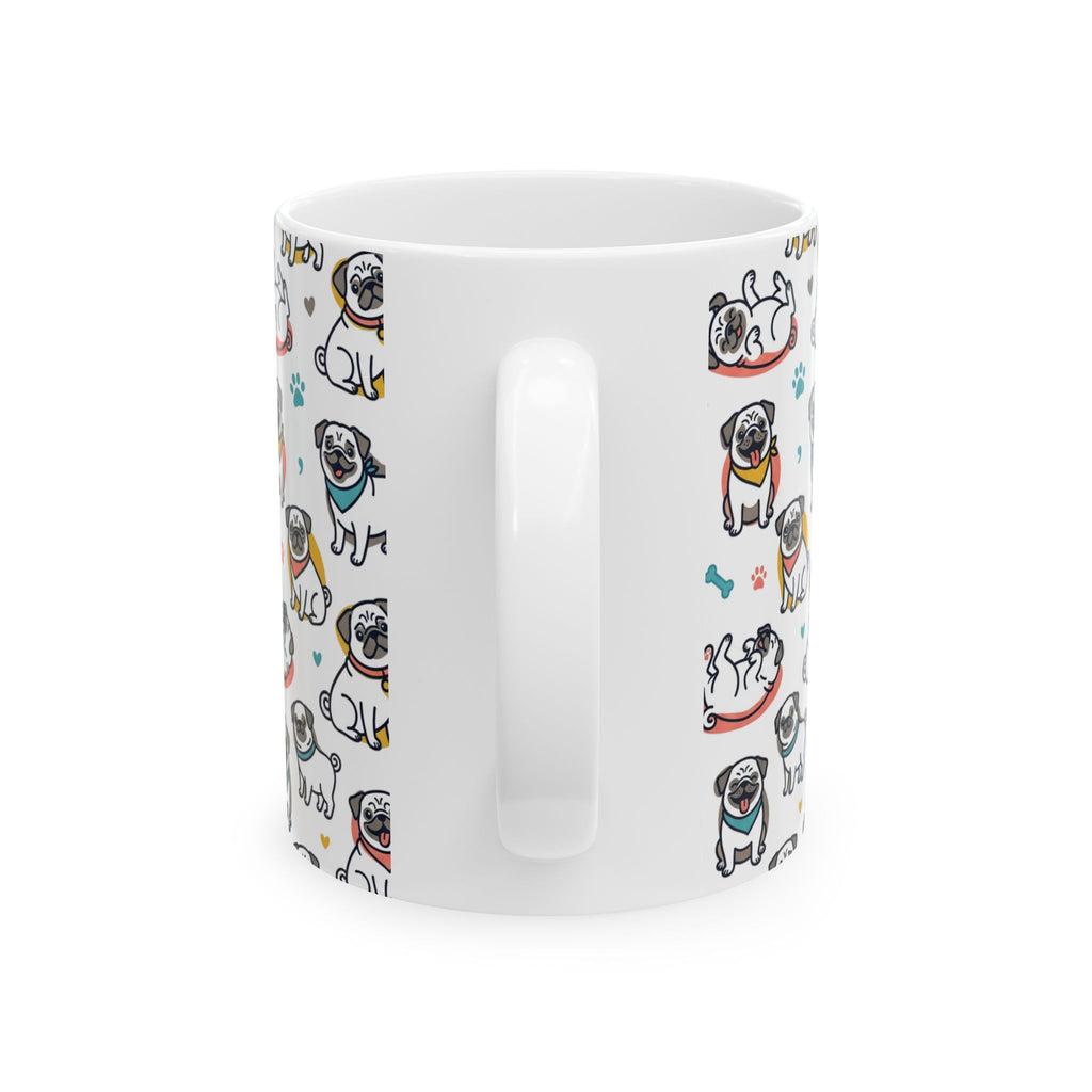 Pug Ceramic Mug — "Choose Happy" Cute Pug Coffee Cup (11oz/15oz)