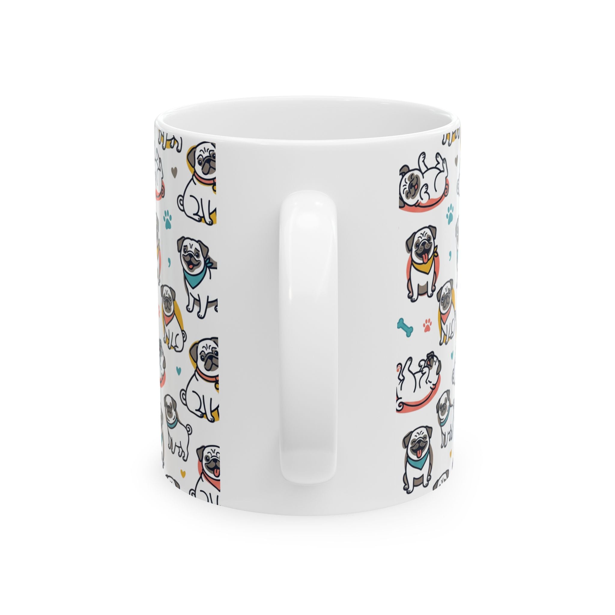 Pug Ceramic Mug — "Choose Happy" Cute Pug Coffee Cup (11oz/15oz)
