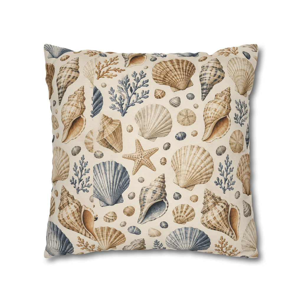 Seashell Coastal Throw Pillow Cover