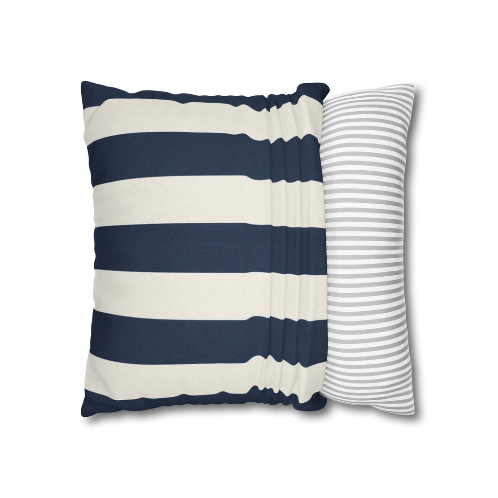 Navy Blue and White Striped Pillowcase