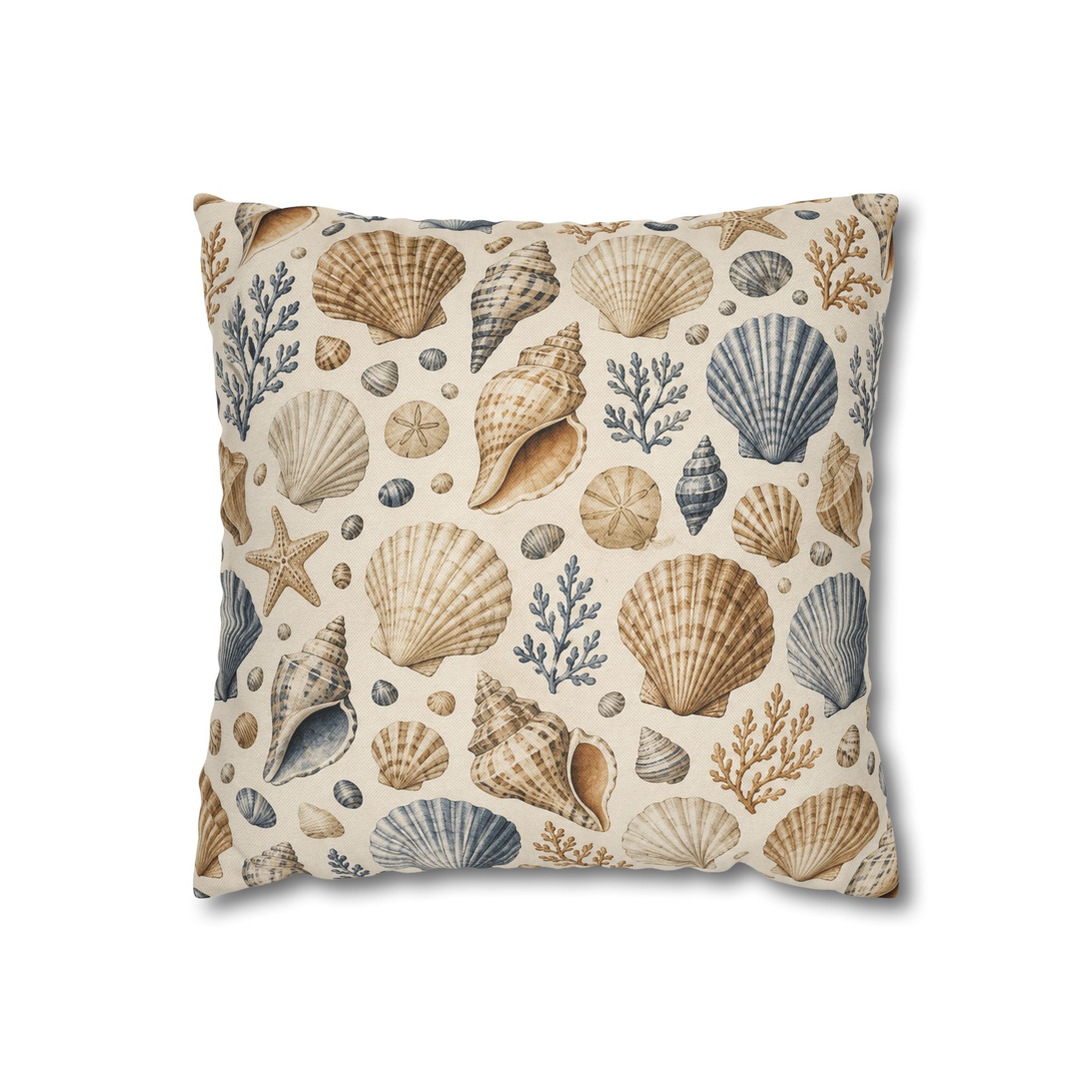 Seashell Coastal Throw Pillow Cover