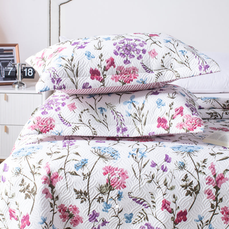 Kasentex Reversible Lightweight Floral Quilt Set - Soft All Season Bedspread Coverlet