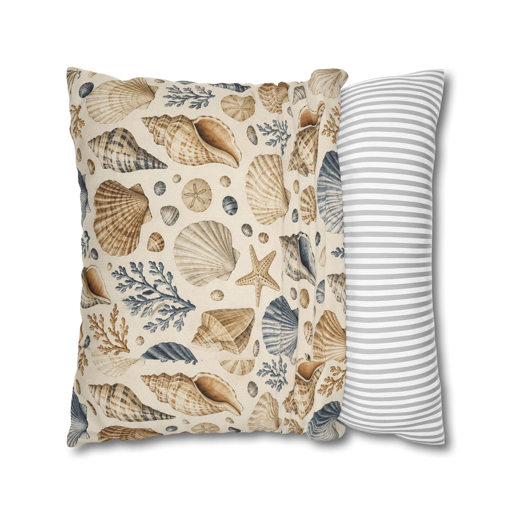 Seashell Coastal Throw Pillow Cover