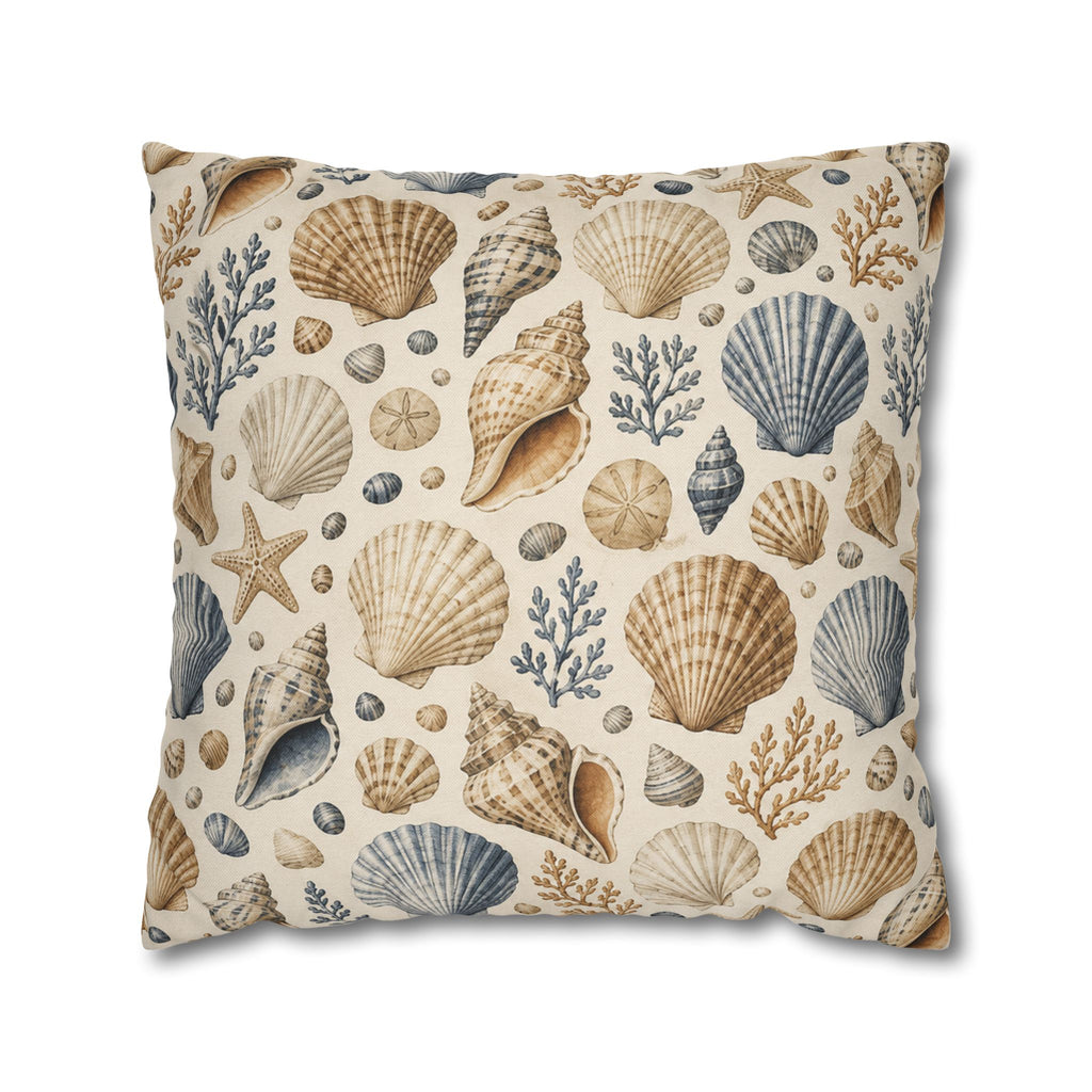 Seashell Coastal Throw Pillow Cover