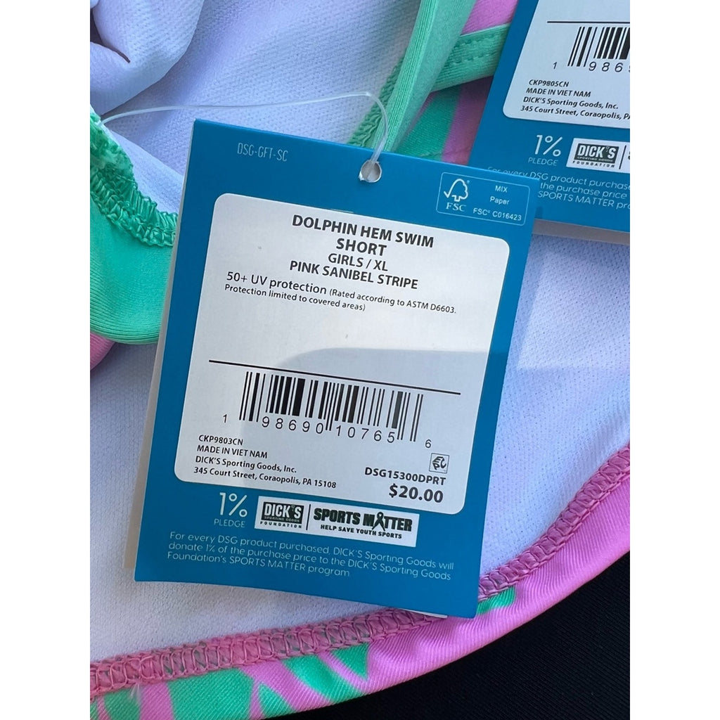 3 piece DSG Pink & Teal One-Shoulder Kids Bikini Set