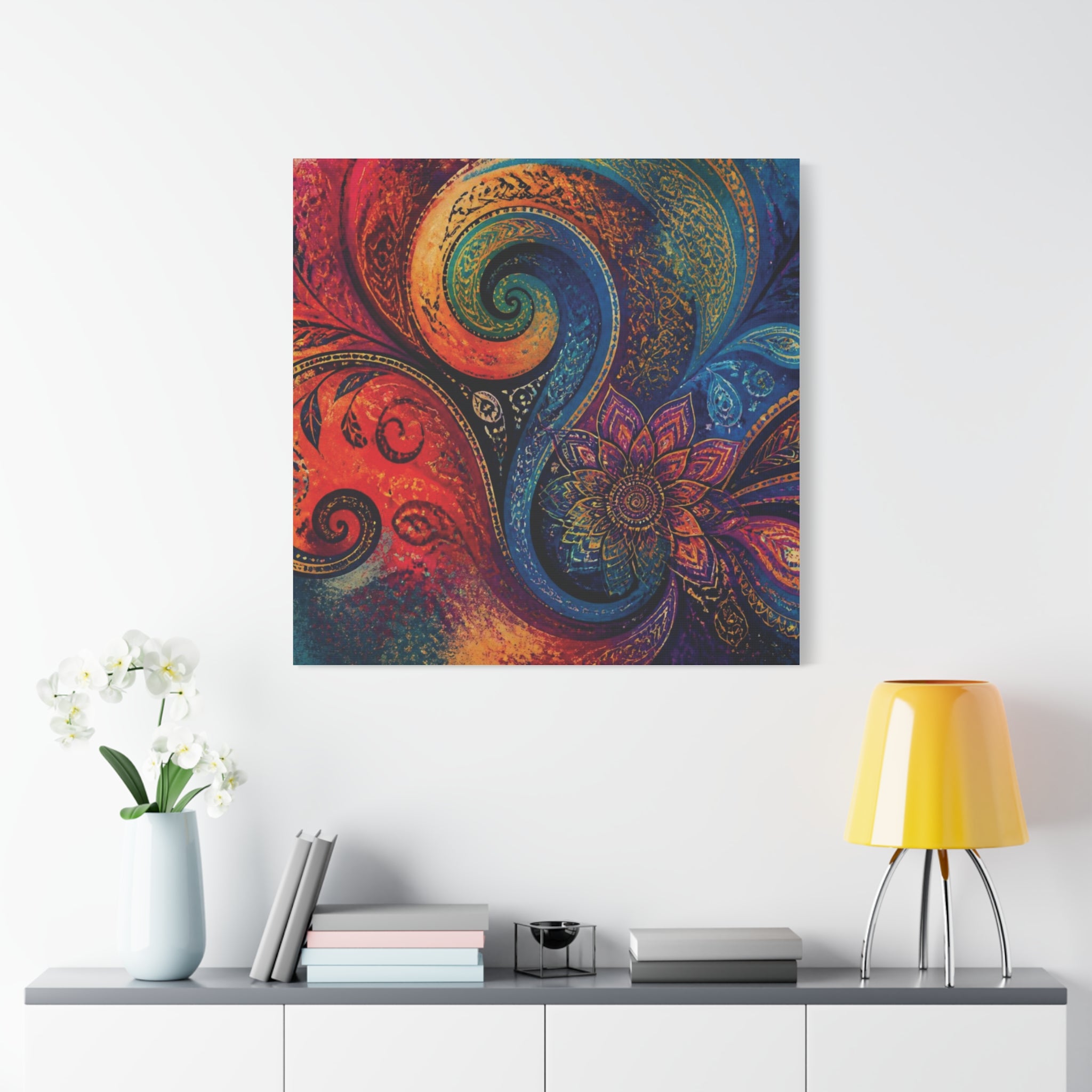 Colorful Paisley Mandala Wall Art Print | Abstract Wall Art