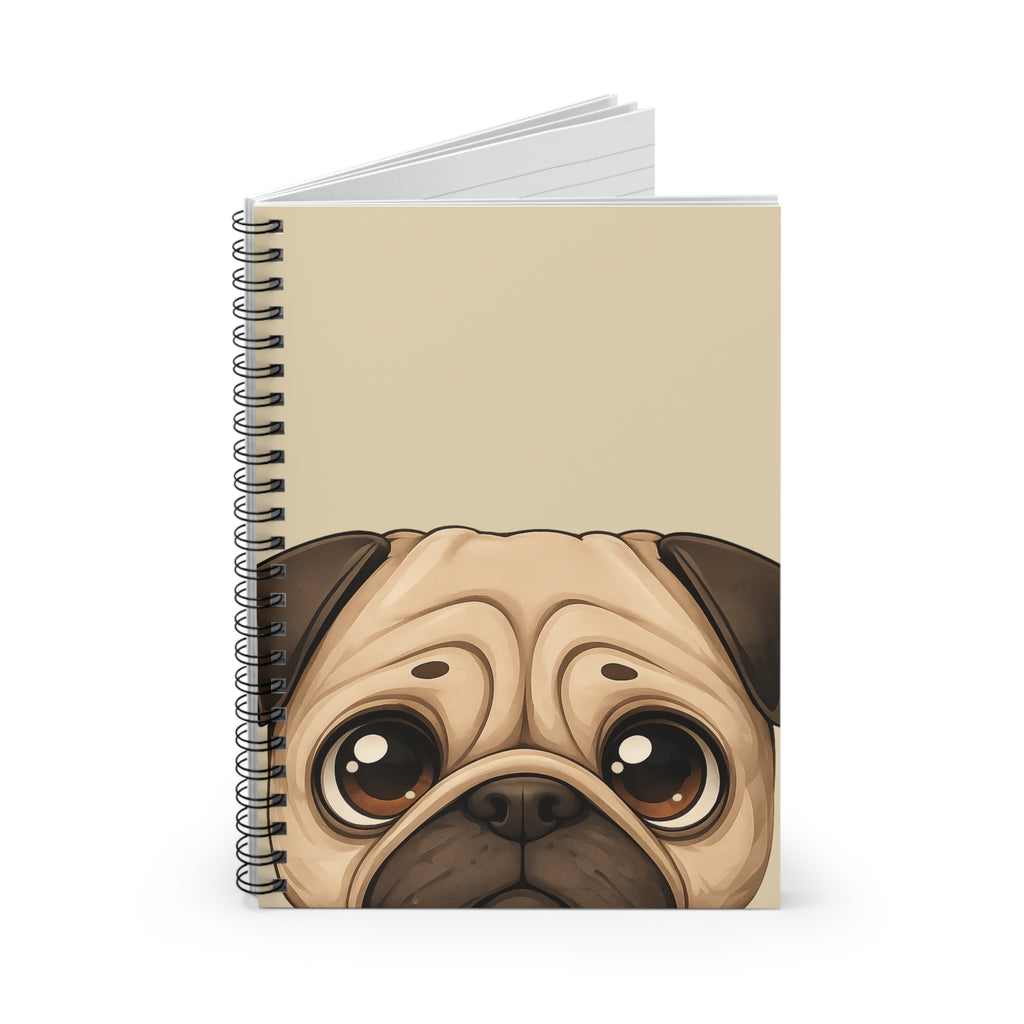 Cute Pug Face Spiral Notebook | Ruled Journal