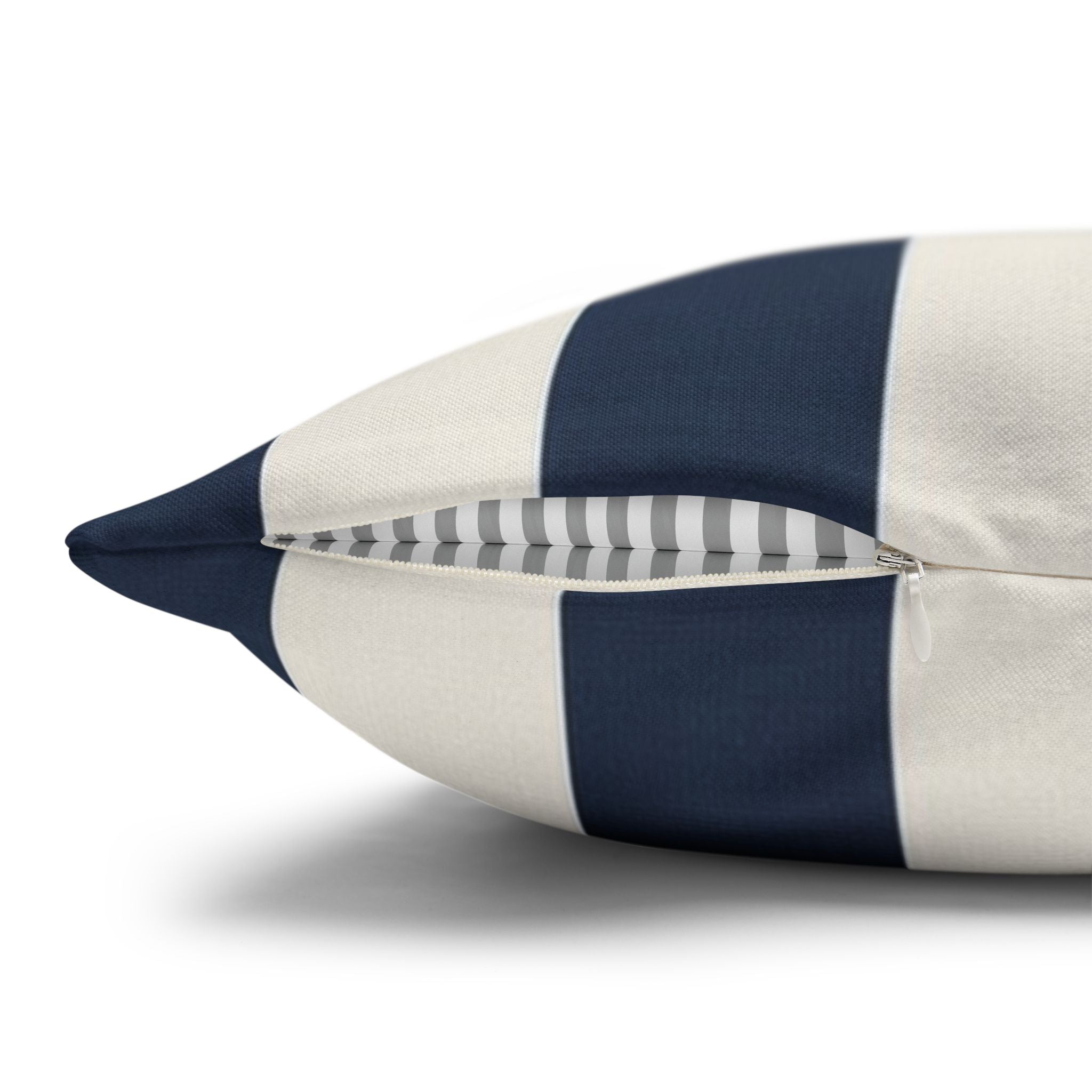 Navy Blue and White Striped Pillowcase