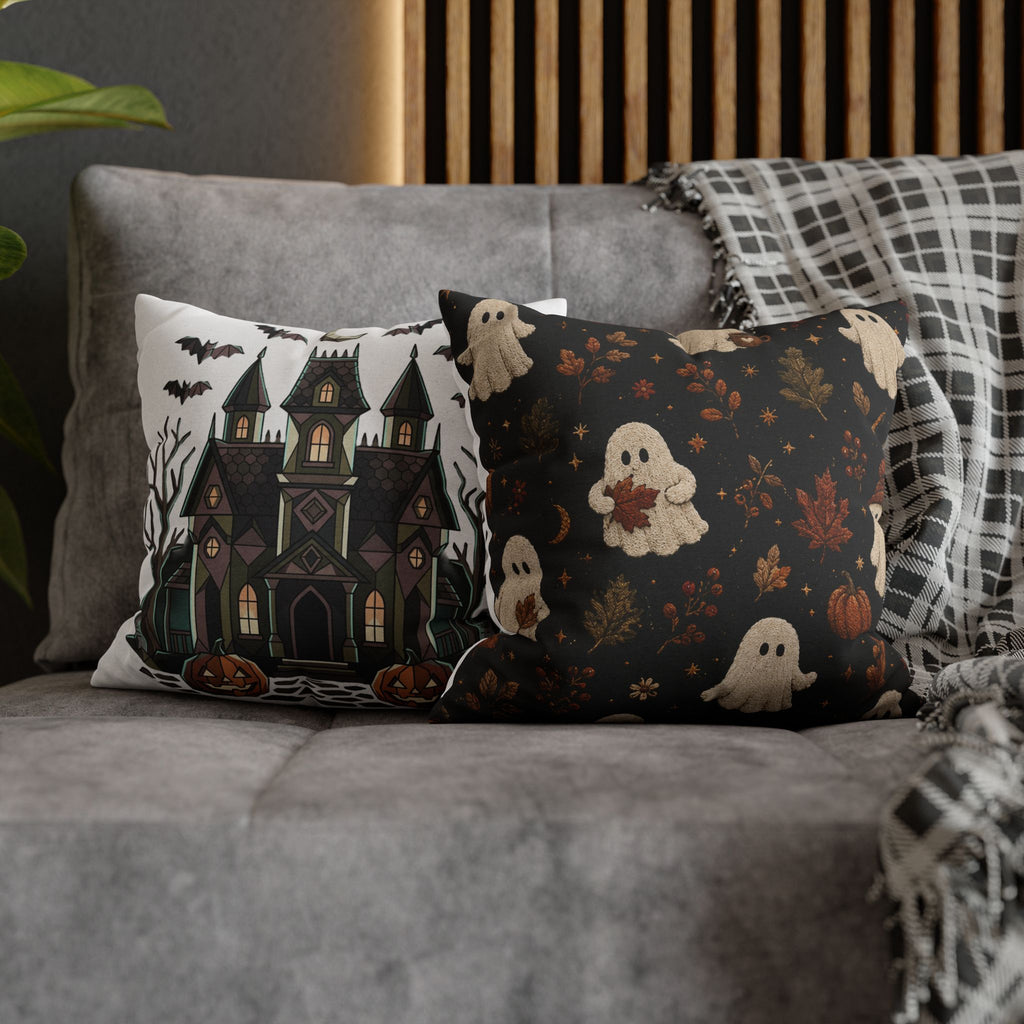 Cute Ghosts and Autumn Leaves Pillowcase