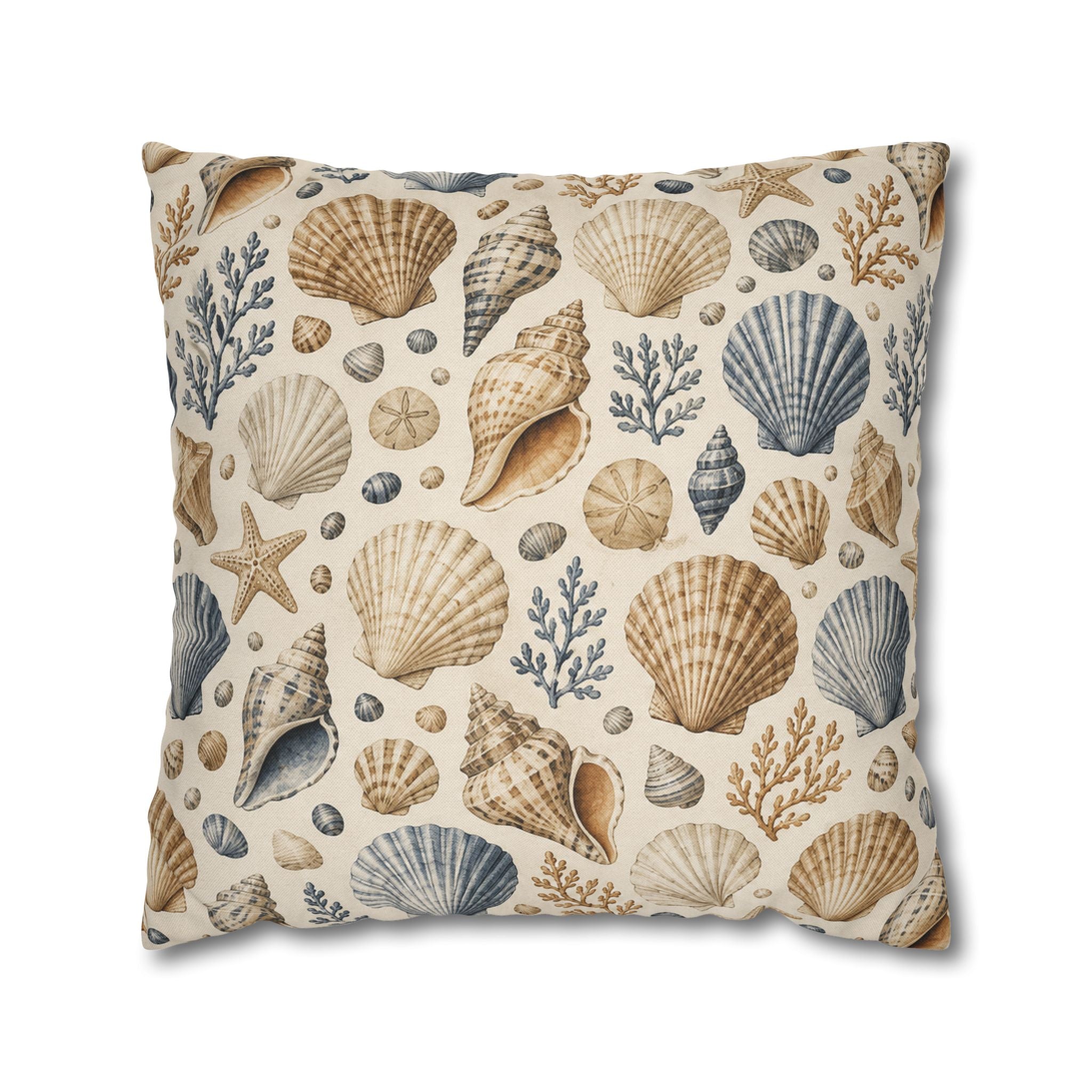 Seashell Coastal Throw Pillow Cover