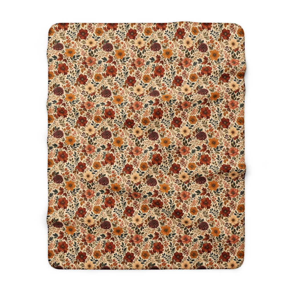 Vintage Autumn Floral Sherpa Blanket