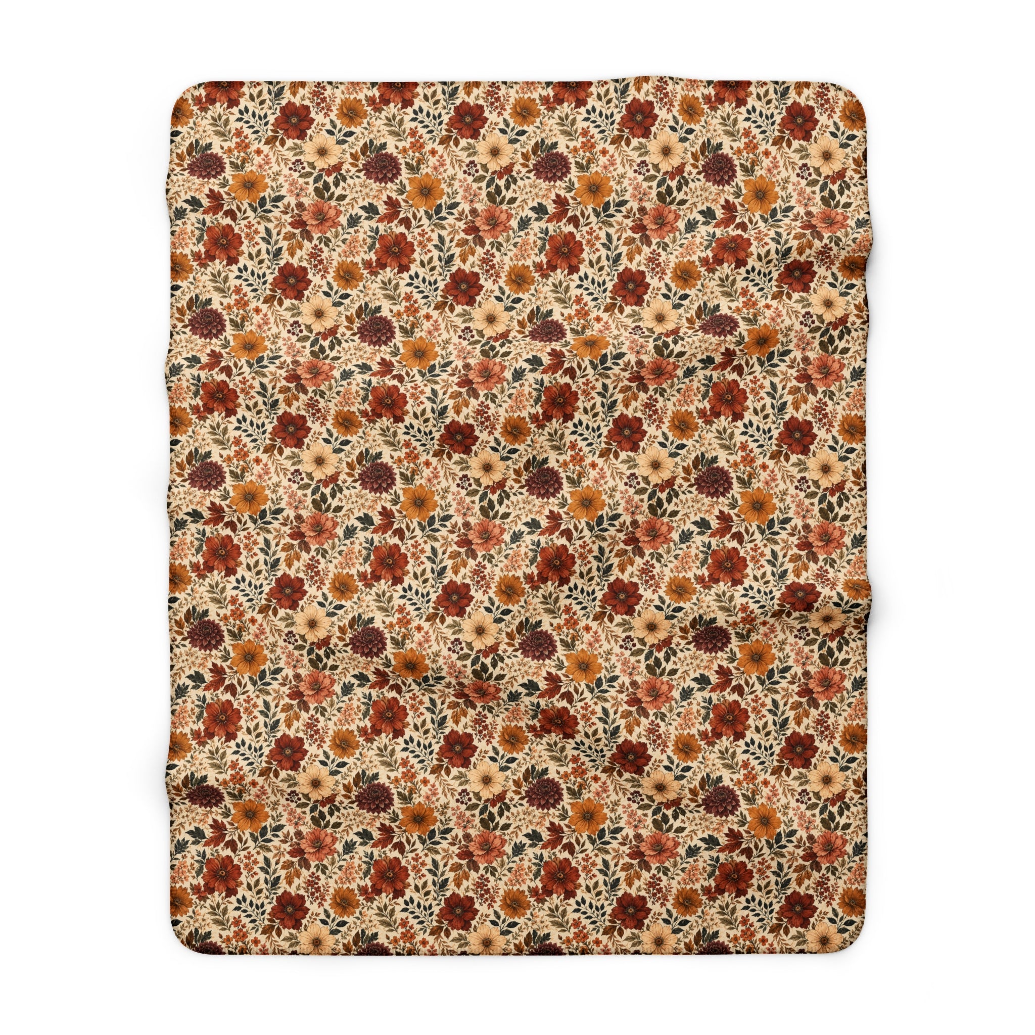 Vintage Autumn Floral Sherpa Blanket