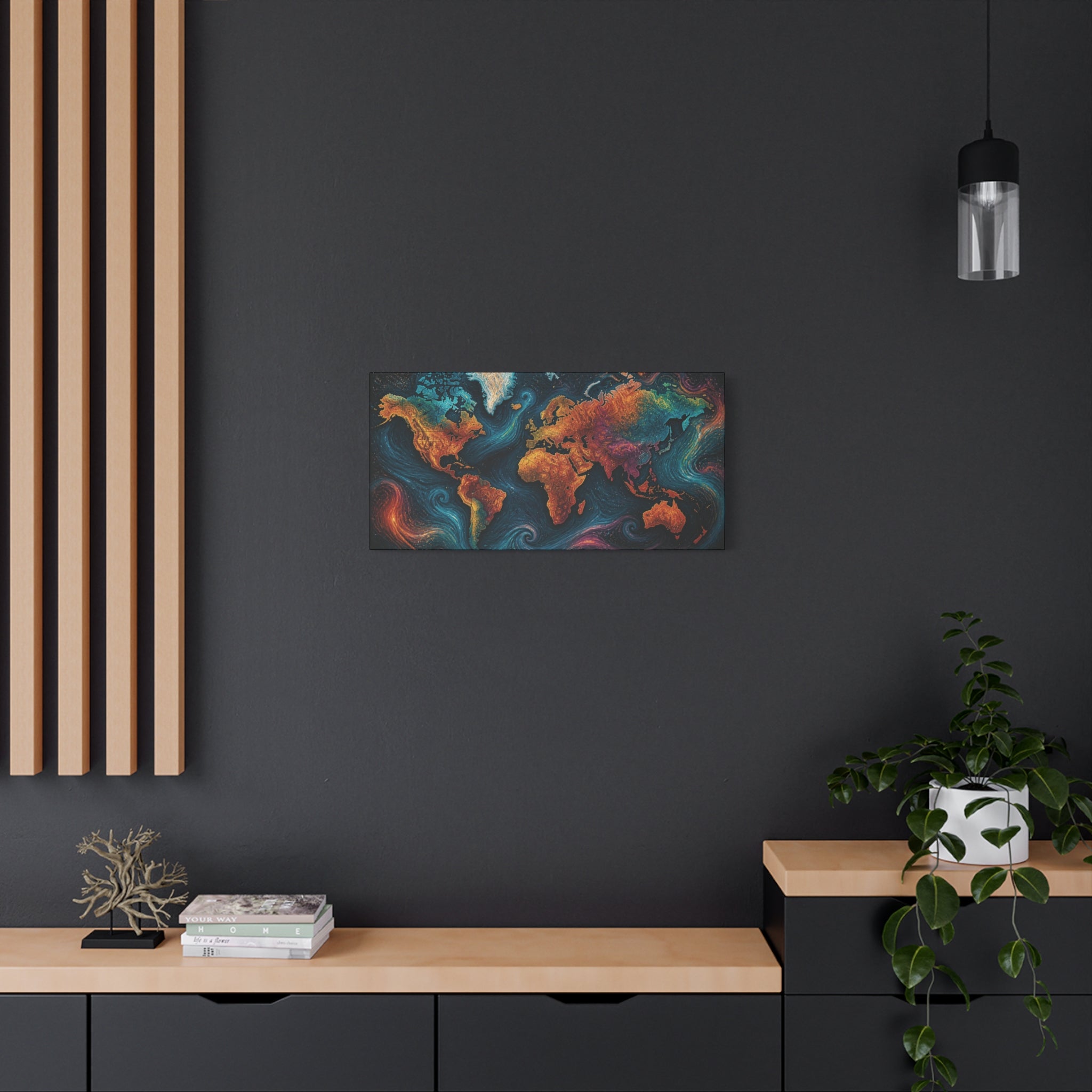 Colorful Abstract World Map Matte Canvas