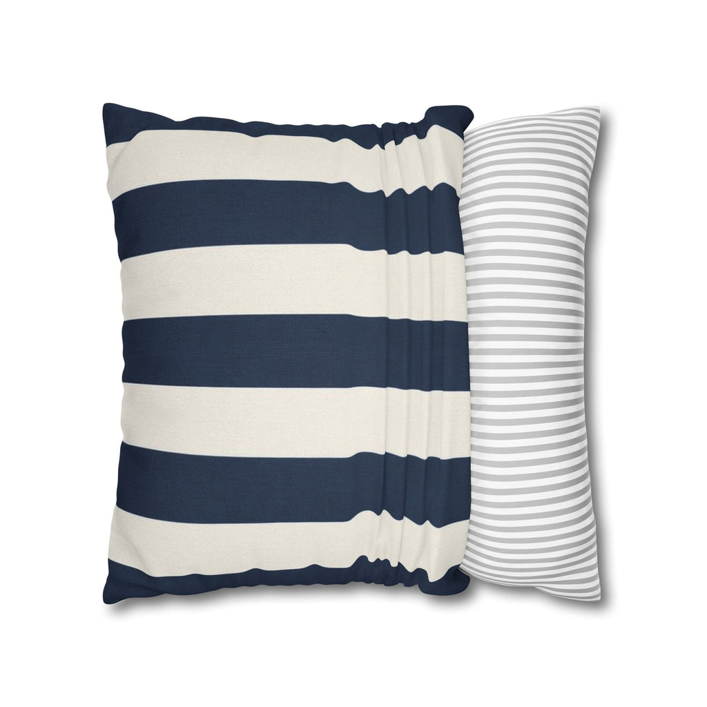 Navy Blue and White Striped Pillowcase