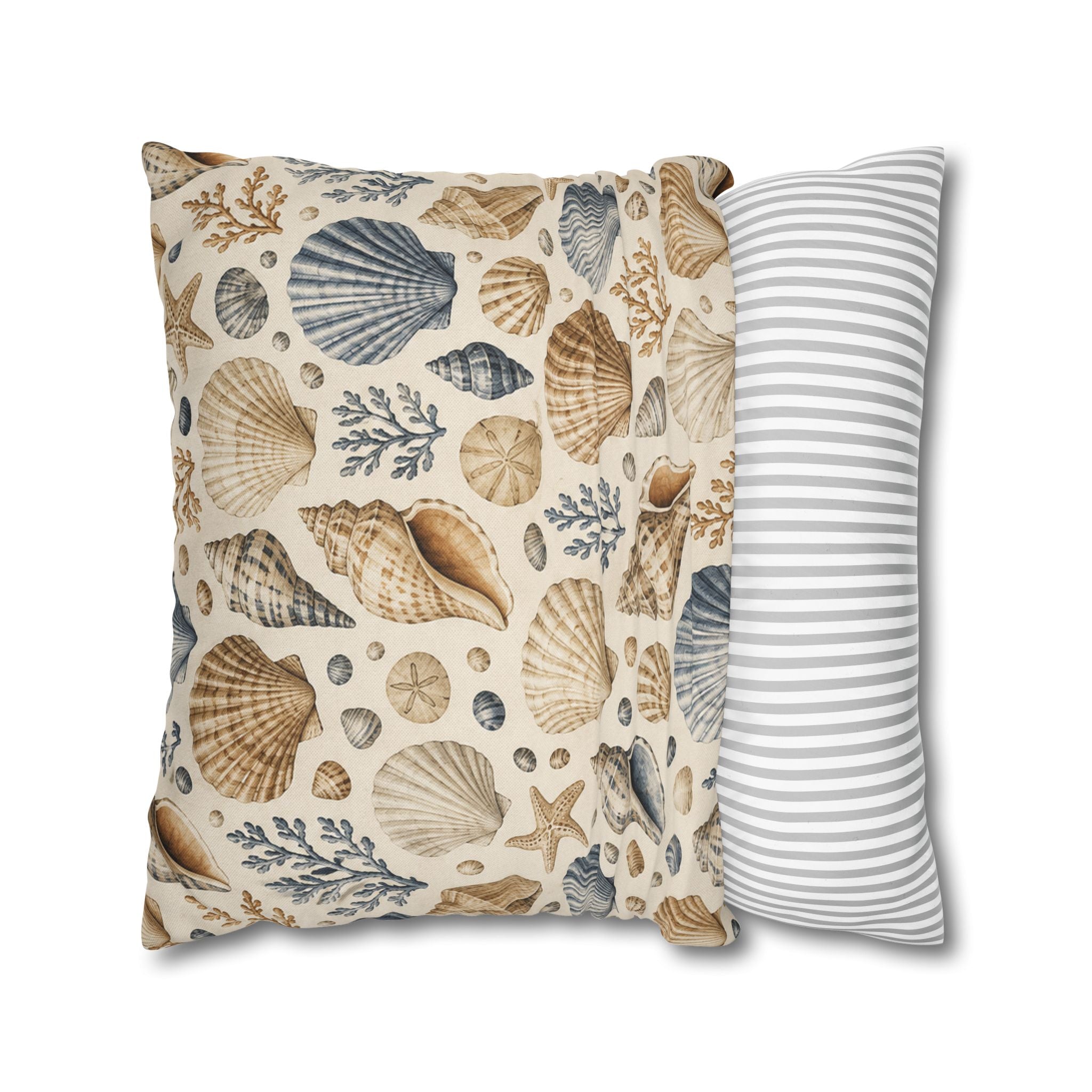 Seashell Coastal Throw Pillow Cover