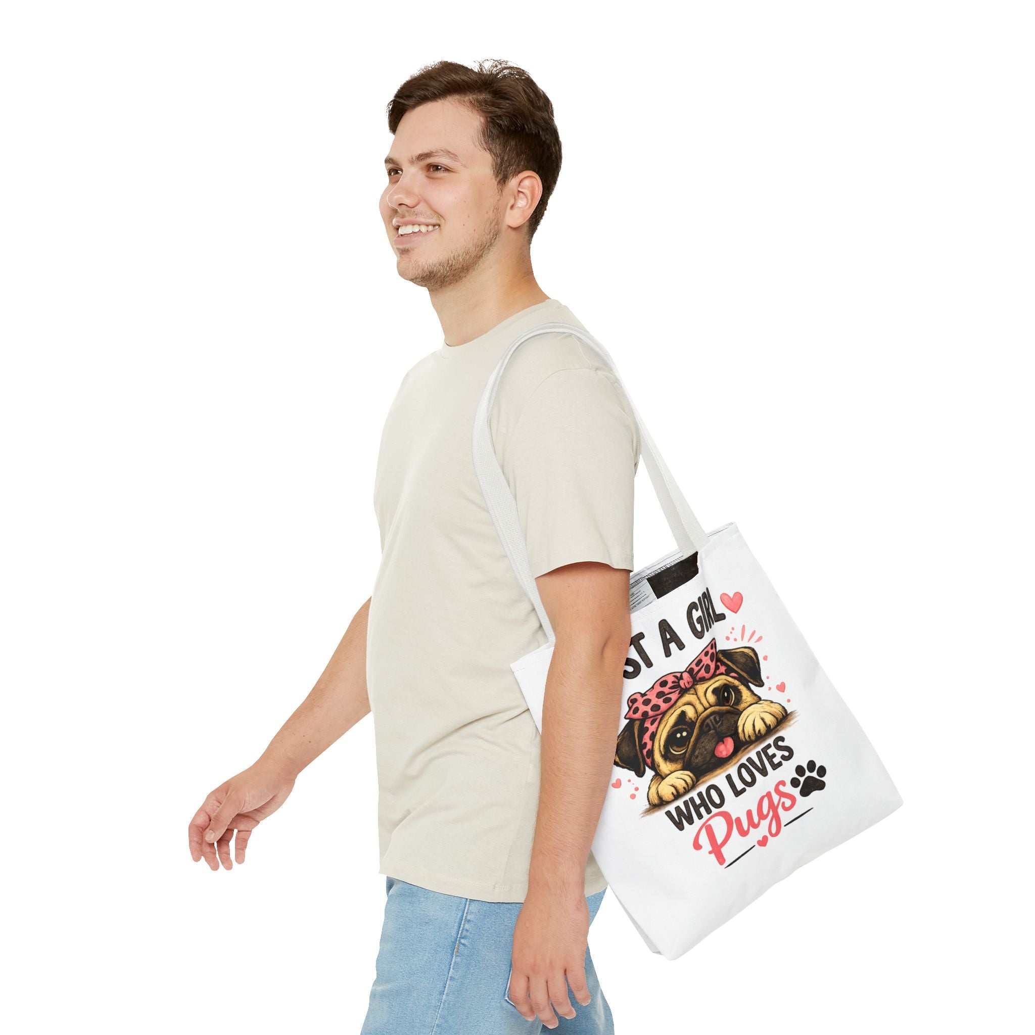 Just A Girl Who Loves Pugs Tote Bag — Cute Pug Lover Gift