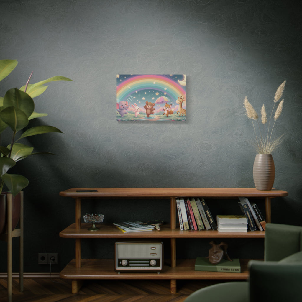 Dancing Forest Animals Rainbow Canvas | Nursery