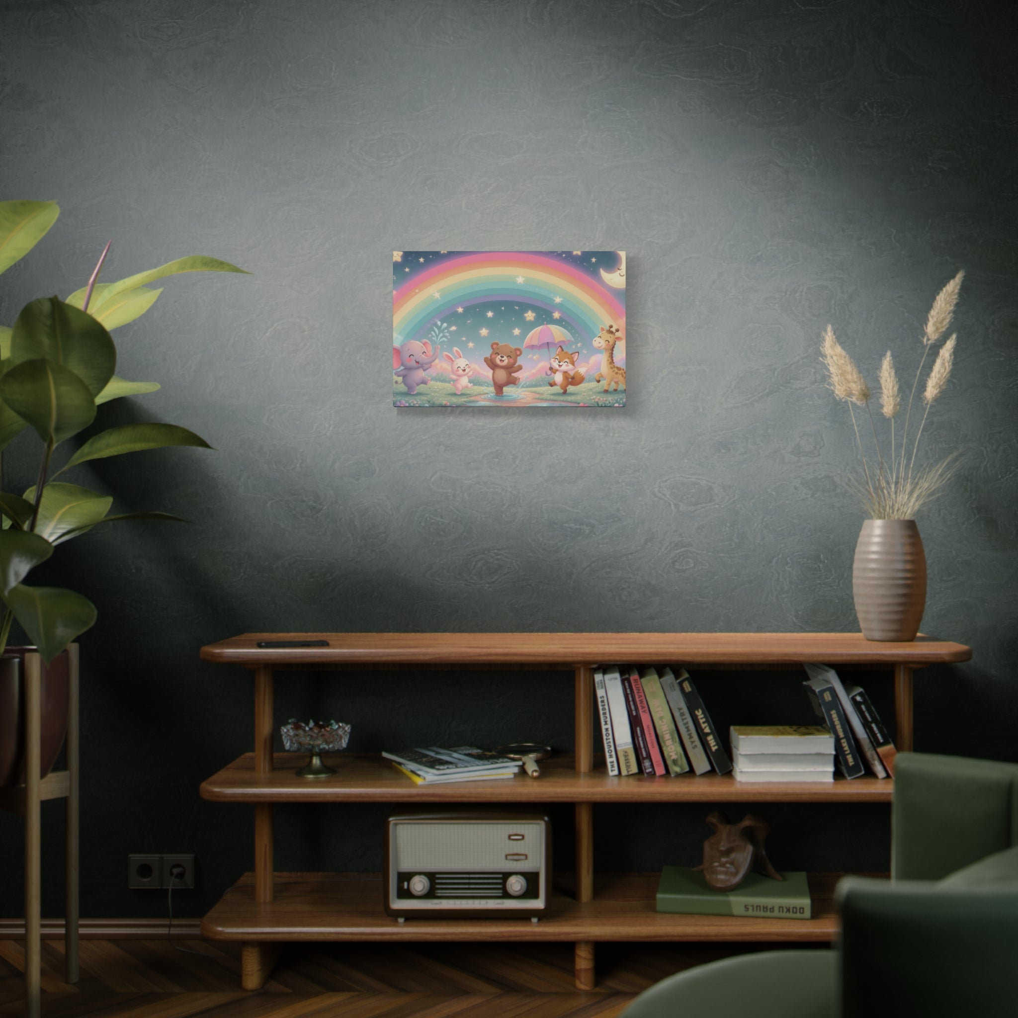 Dancing Forest Animals Rainbow Canvas | Nursery