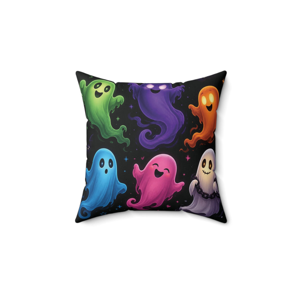 Cute Colorful Ghosts Square Pillow