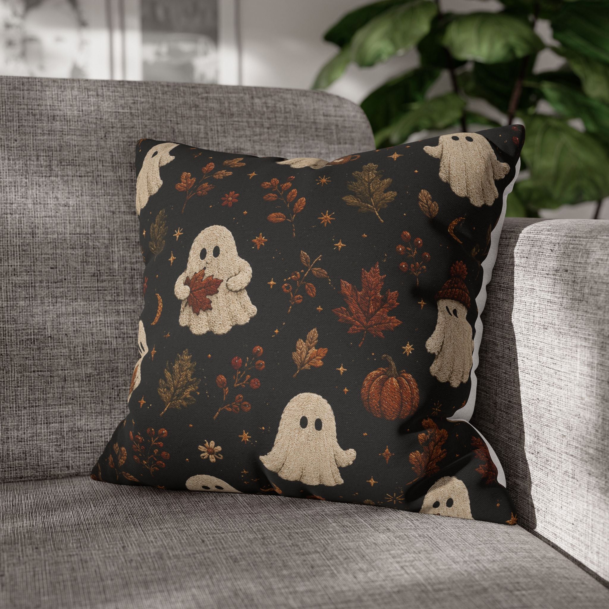 Cute Ghosts and Autumn Leaves Pillowcase
