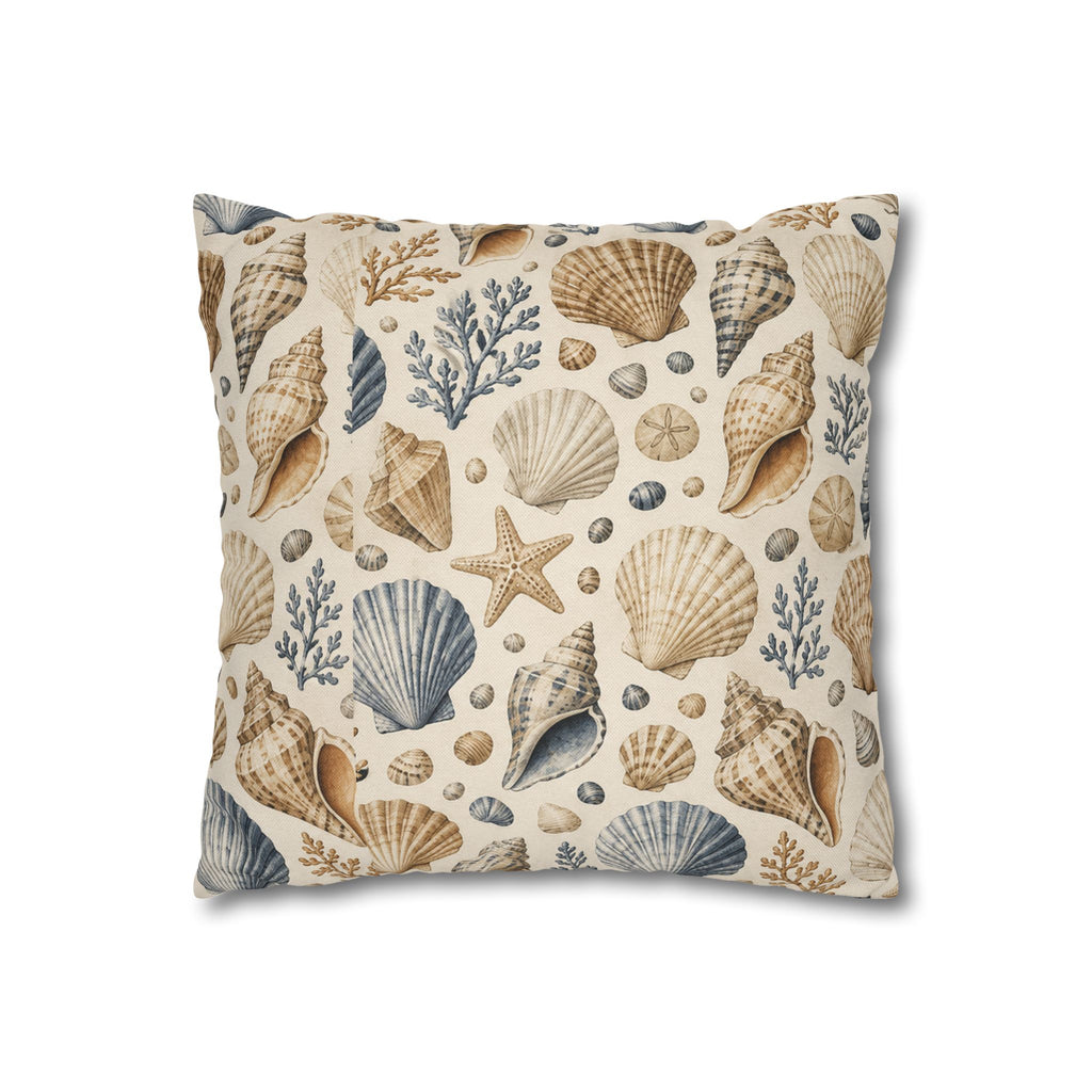 Seashell Coastal Throw Pillow Cover