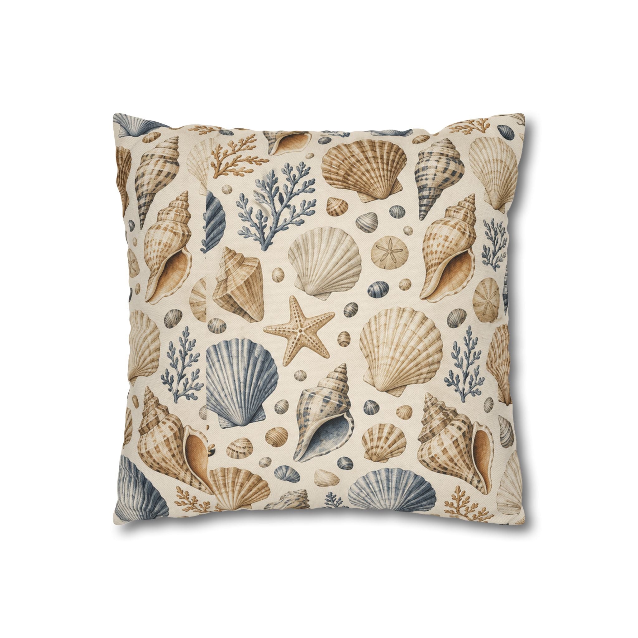 Seashell Coastal Throw Pillow Cover
