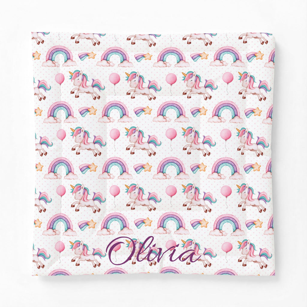 Personalized Unicorn Rainbow Comforter