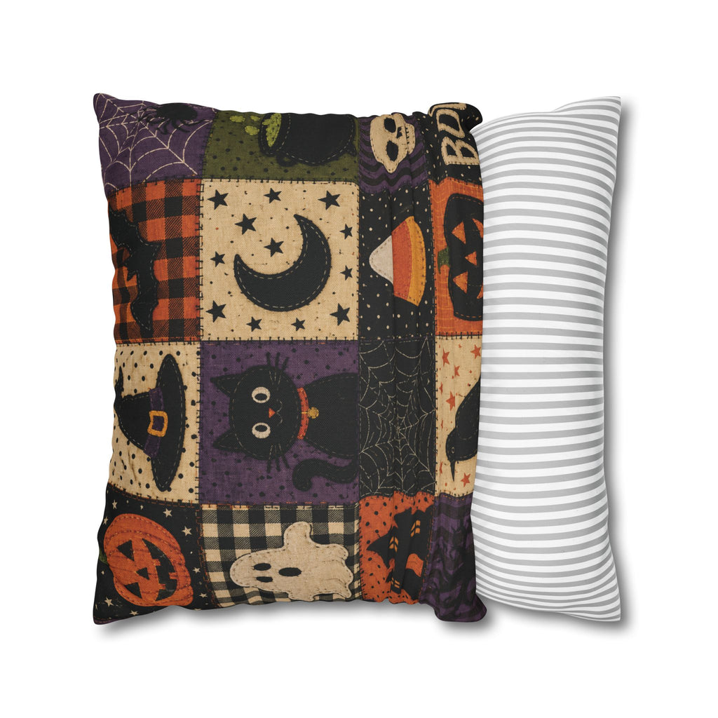 Halloween Spooky Cat, Candy Corn & Pumpkin Pillow Cover