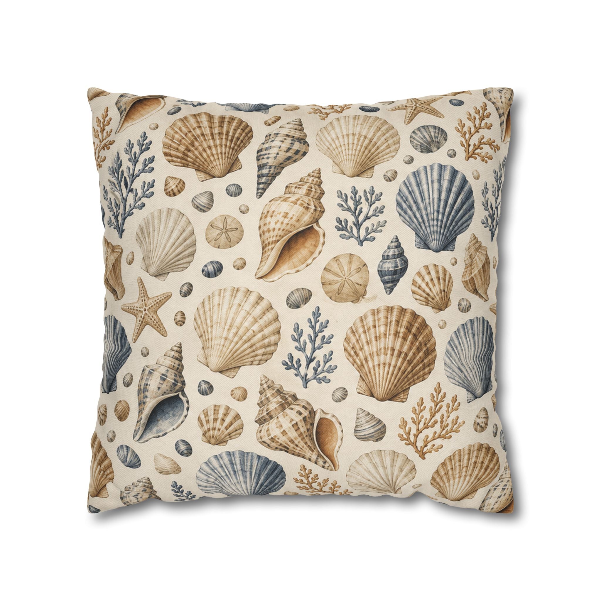 Seashell Coastal Throw Pillow Cover