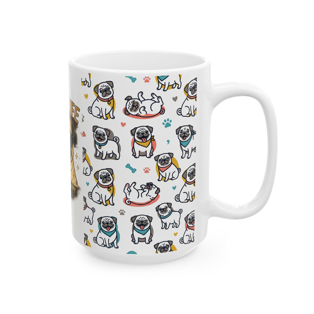 Pug Ceramic Mug — "Choose Happy" Cute Pug Coffee Cup (11oz/15oz)