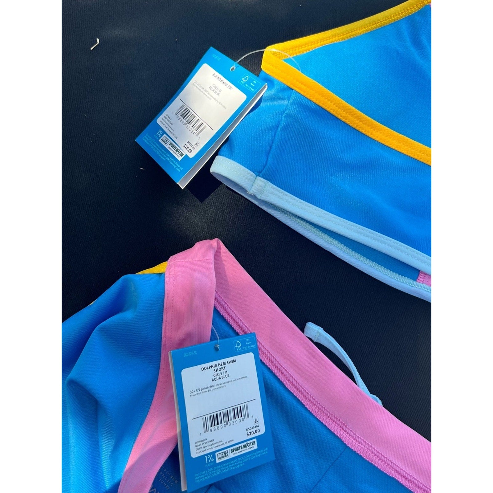 DSG Kids Blue Bikini Set with Pink & Yellow Accents