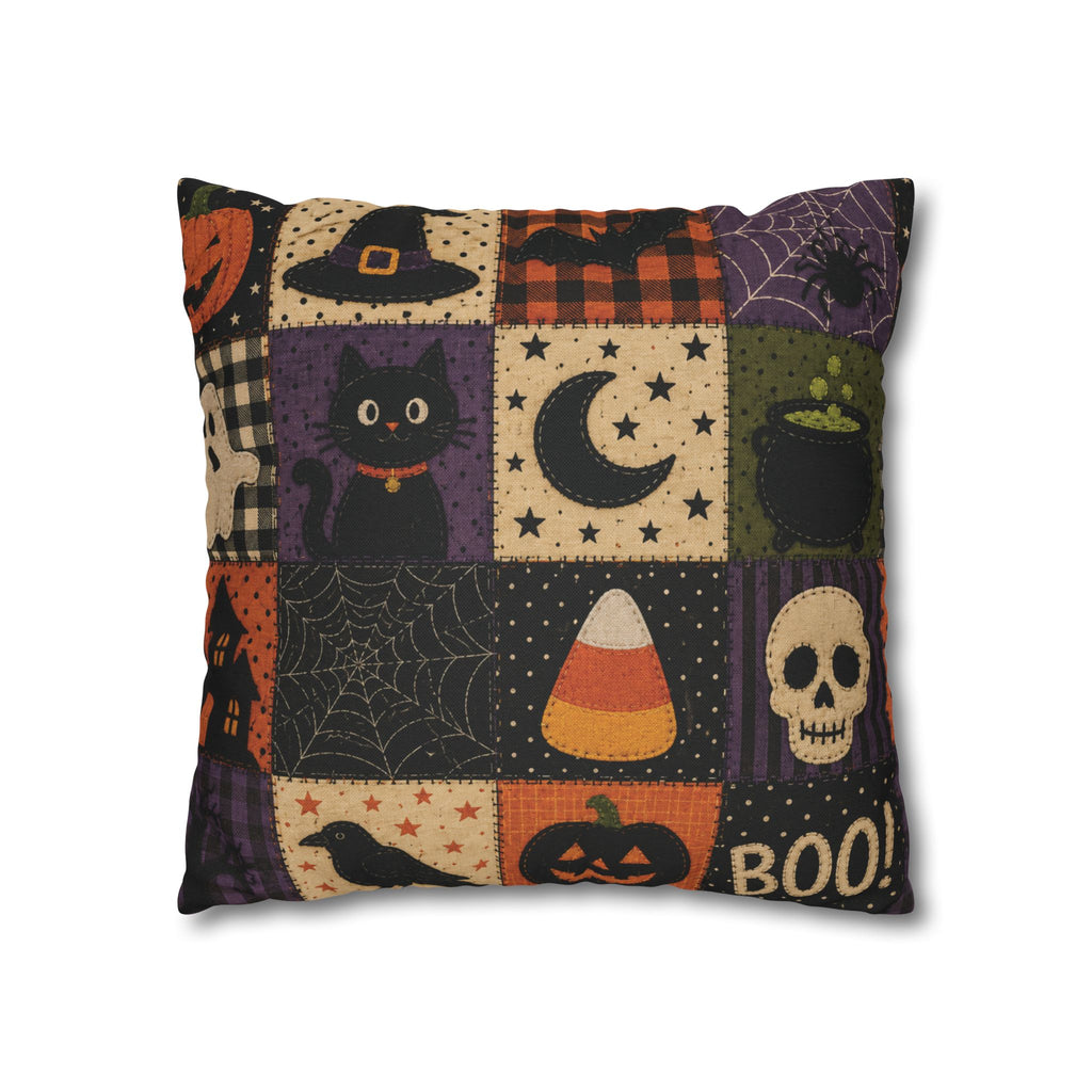 Halloween Spooky Cat, Candy Corn & Pumpkin Pillow Cover