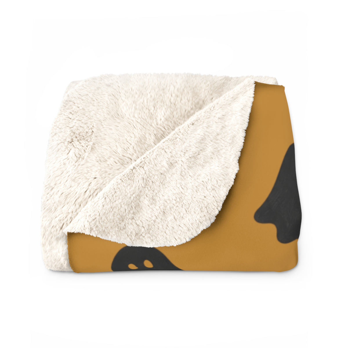 Ghost Pattern Sherpa Blanket | Halloween orange black ghosts