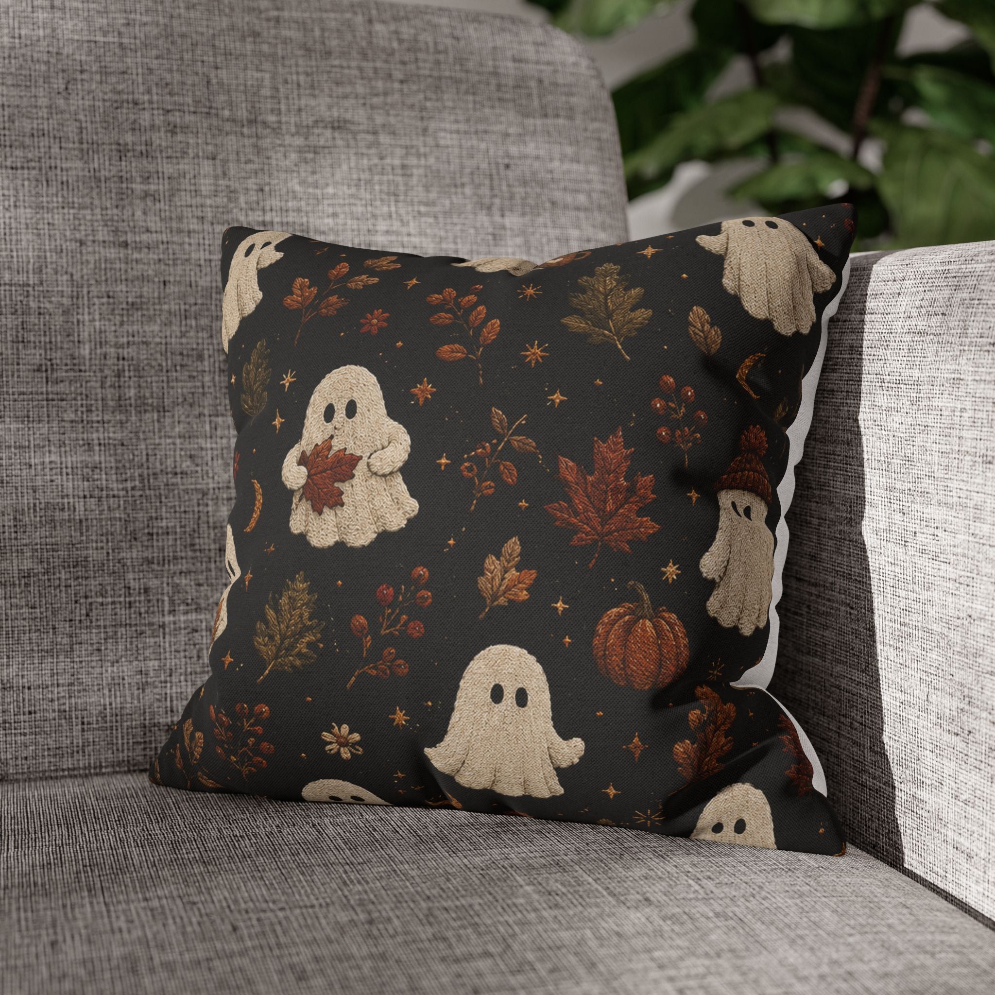 Cute Ghosts and Autumn Leaves Pillowcase