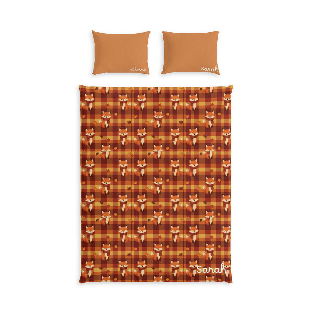 Autumn Plaid Fox Cotton Bed Set