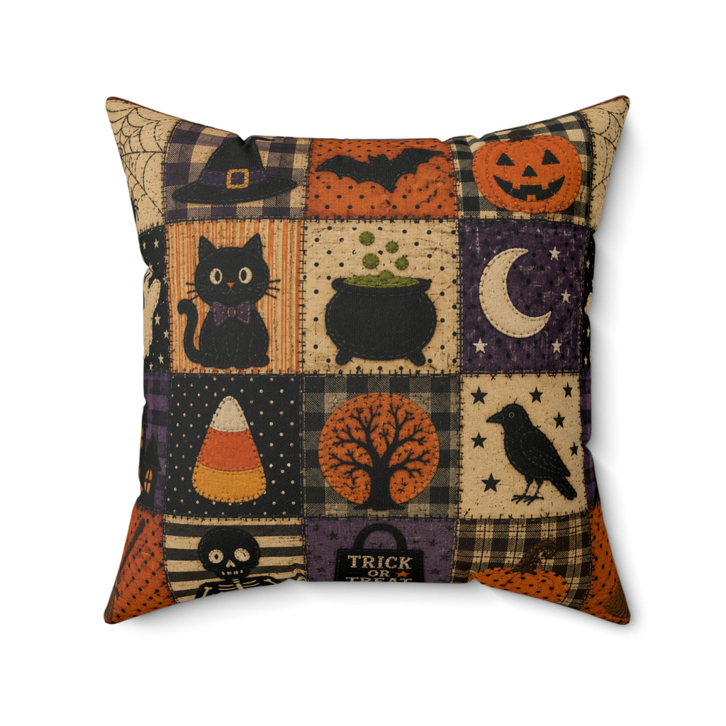 Halloween Patchwork Throw Pillow