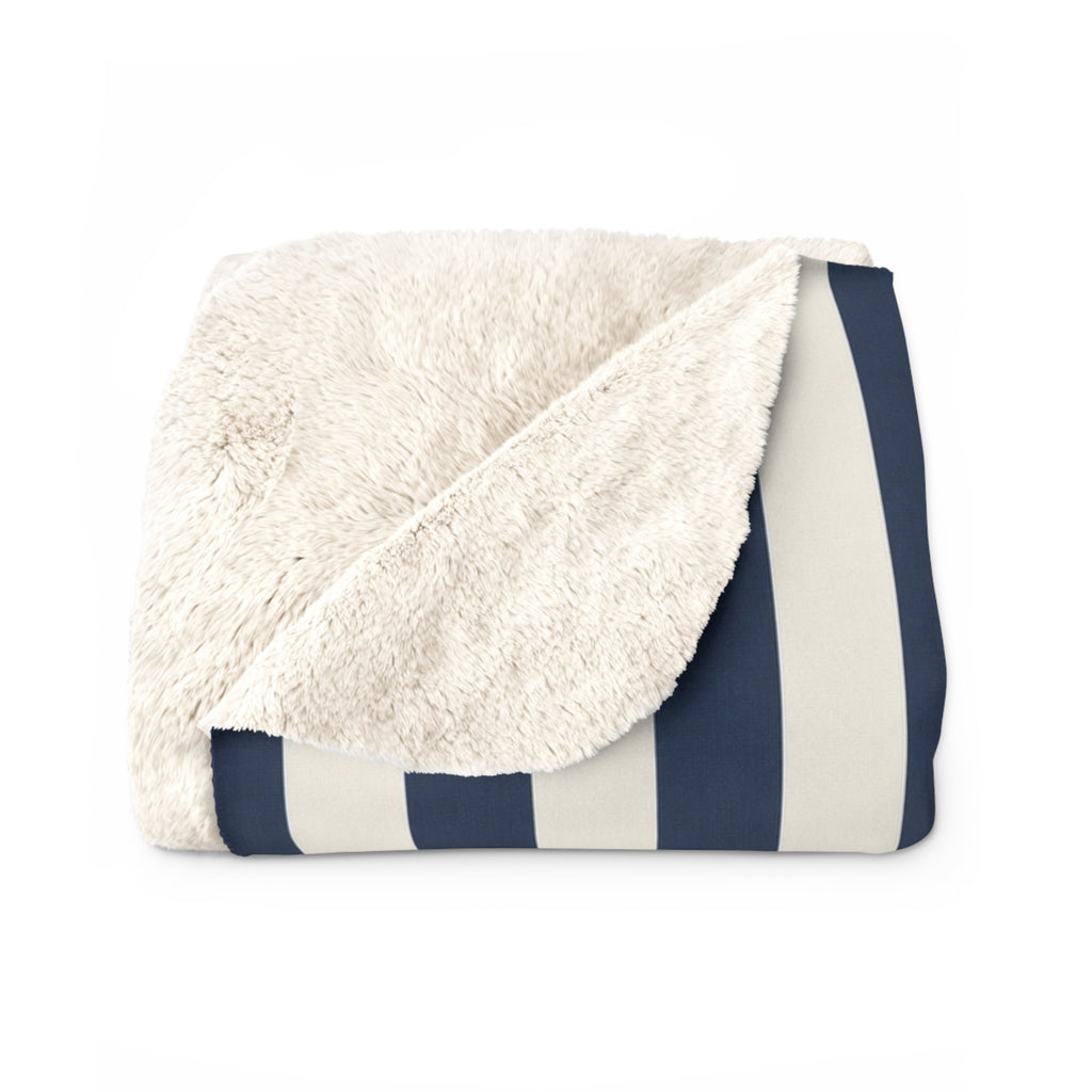 Nautical Coastal Blue Cream Sherpa Throw