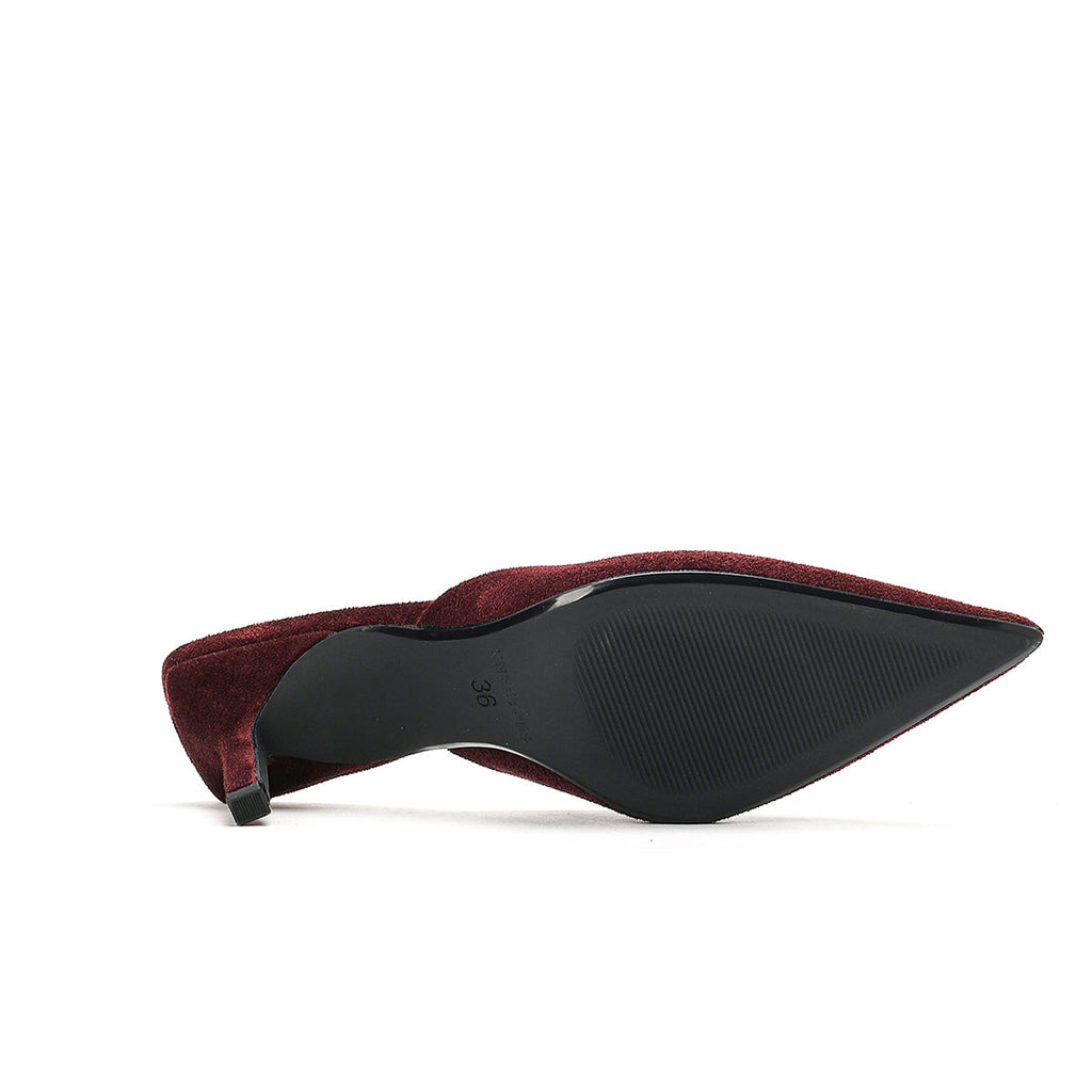 Luna - Maroon Velvet Mules