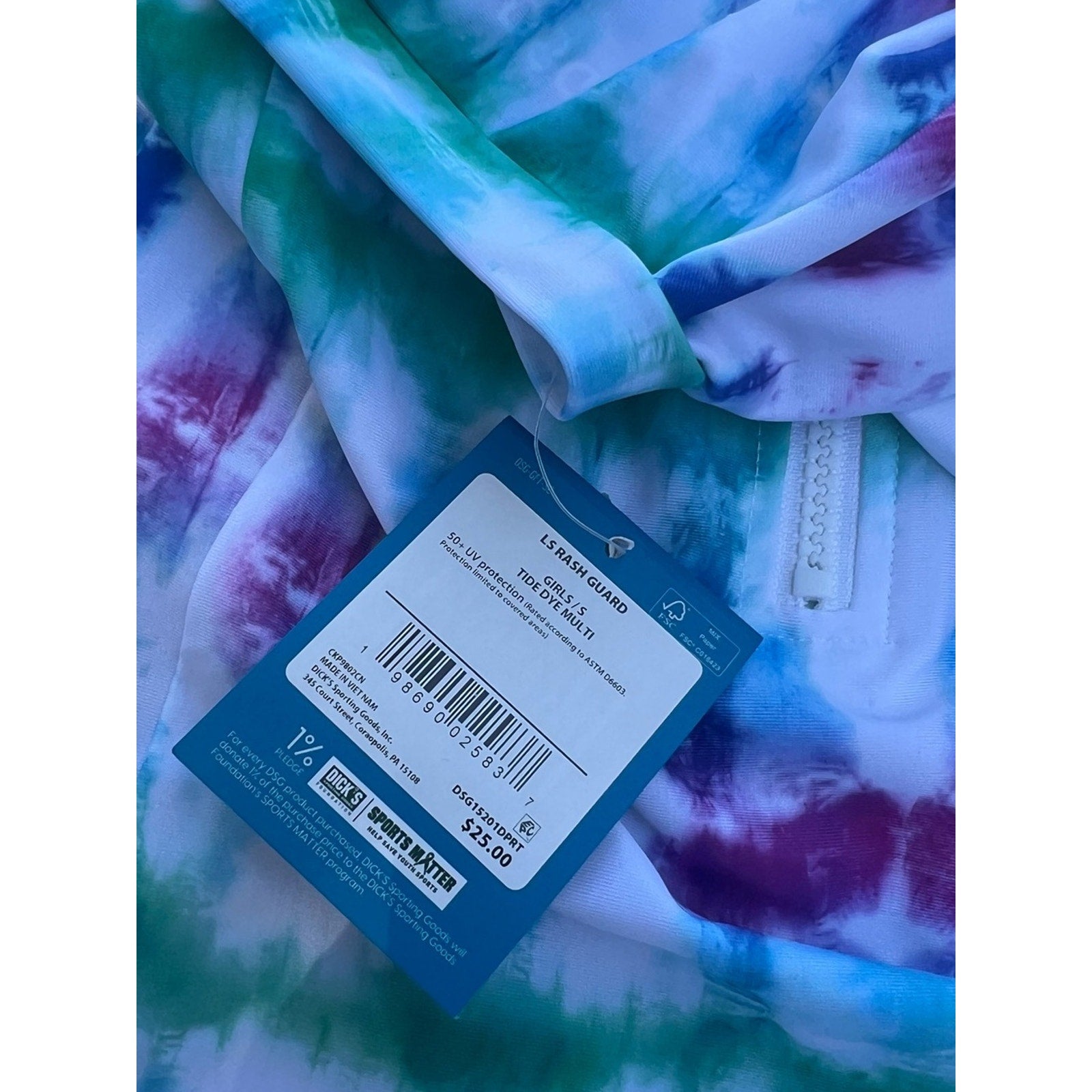 DSG Kids Tie-Dye Rashguard in Blue, Green, Pink