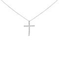 .925 Sterling Silver 1/6 Cttw Brilliant-Cut Diamond Miracle-Set Shared Prong Cross 18" Pendant Necklace (I-J Color, I2-I3 Clarity)
