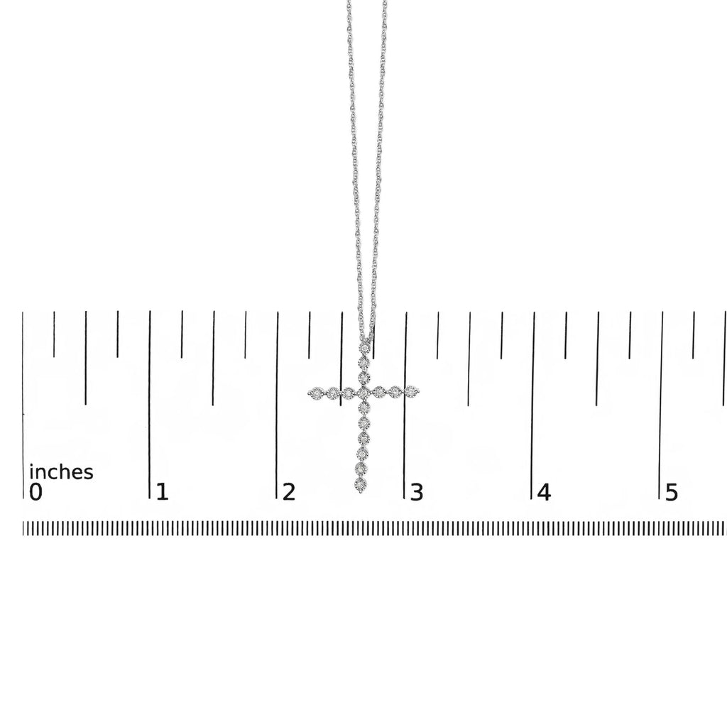 .925 Sterling Silver 1/6 Cttw Brilliant-Cut Diamond Miracle-Set Shared Prong Cross 18" Pendant Necklace (I-J Color, I2-I3 Clarity)