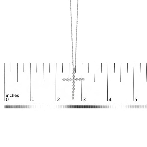 .925 Sterling Silver 1/6 Cttw Brilliant-Cut Diamond Miracle-Set Shared Prong Cross 18" Pendant Necklace (I-J Color, I2-I3 Clarity)