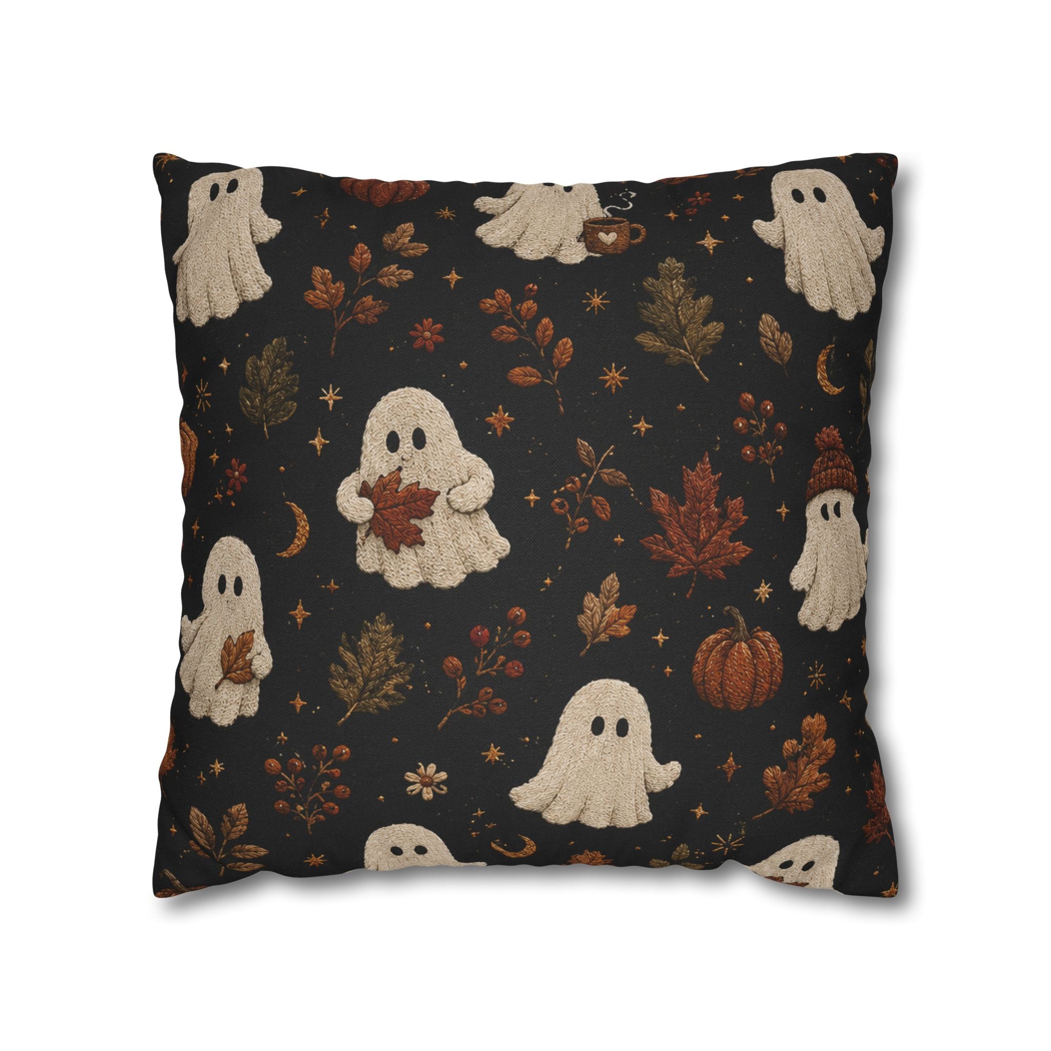 Cute Ghosts and Autumn Leaves Pillowcase