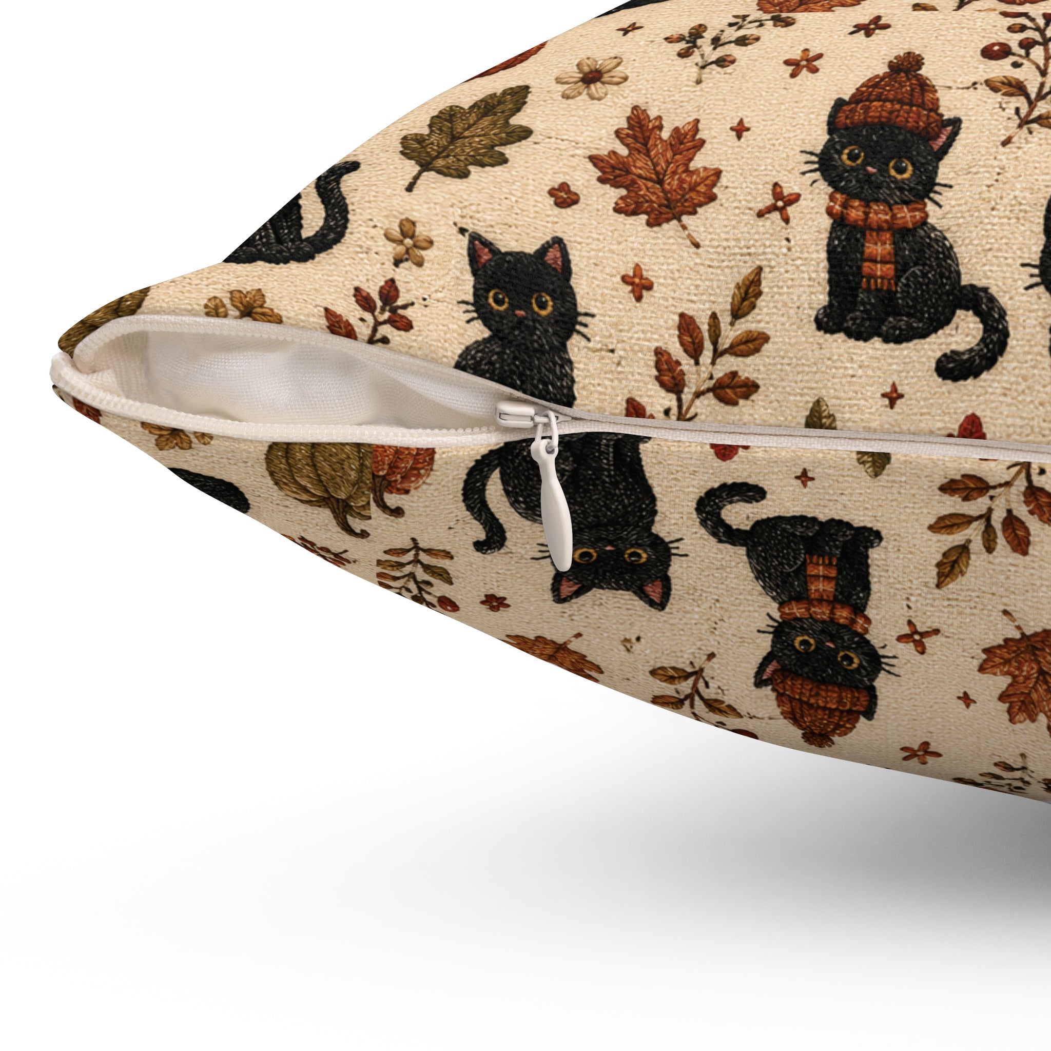 Autumn Black Cats & Pumpkins Throw Pillow
