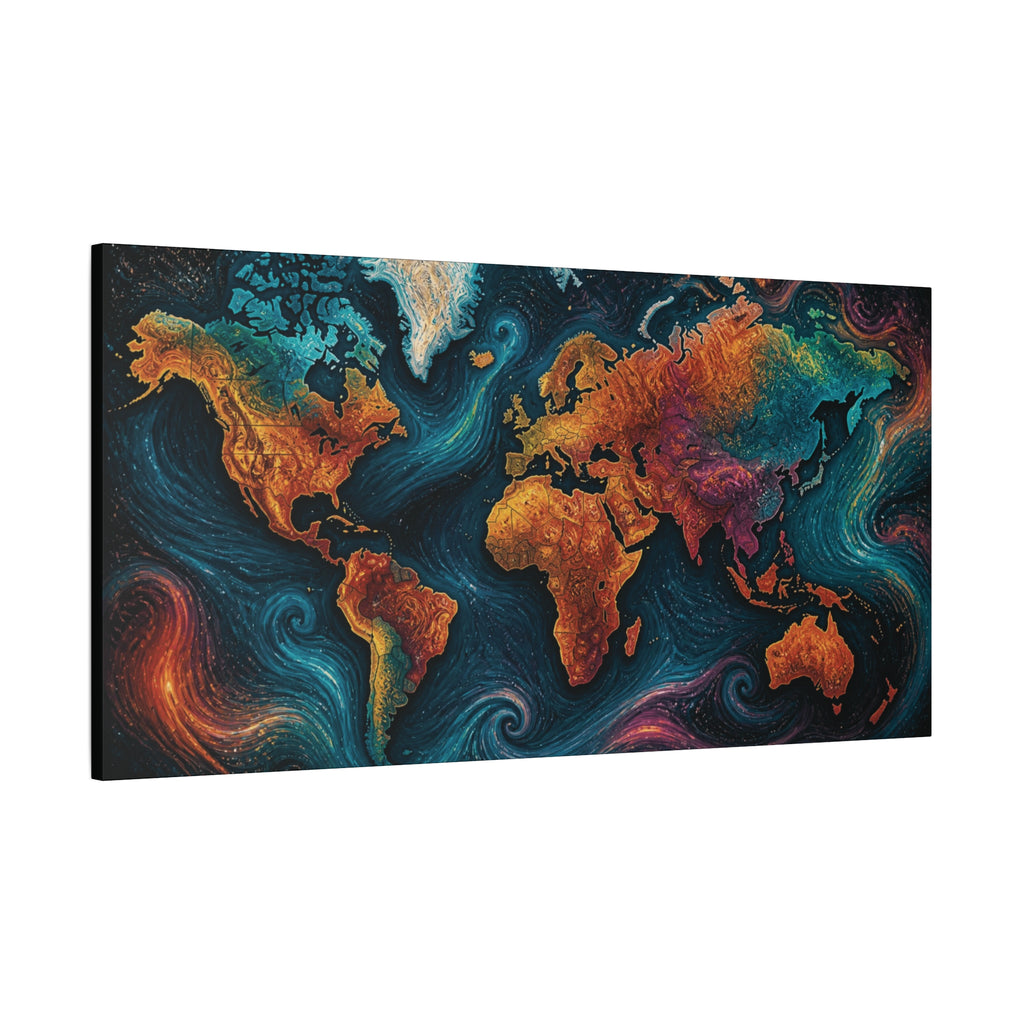 Colorful Abstract World Map Matte Canvas