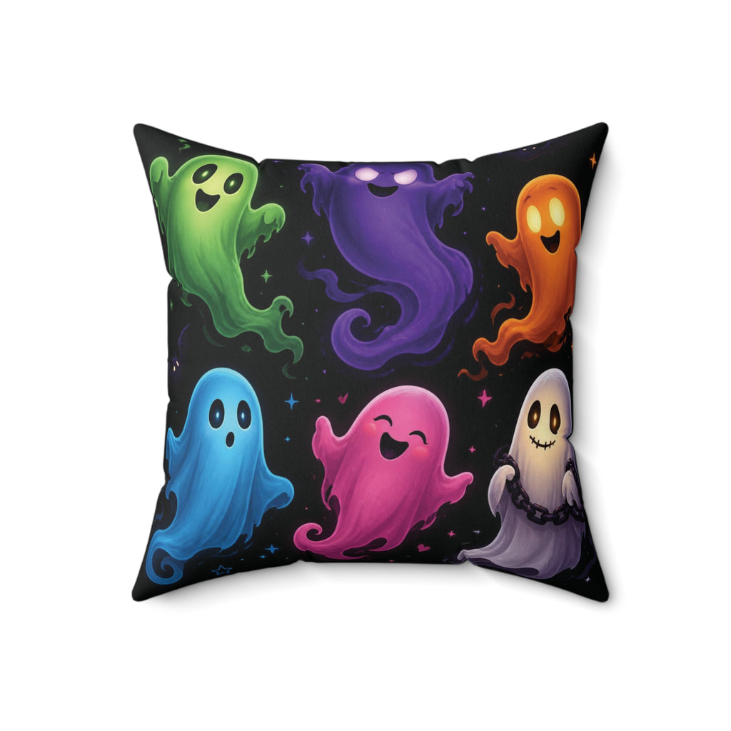 Cute Colorful Ghosts Square Pillow