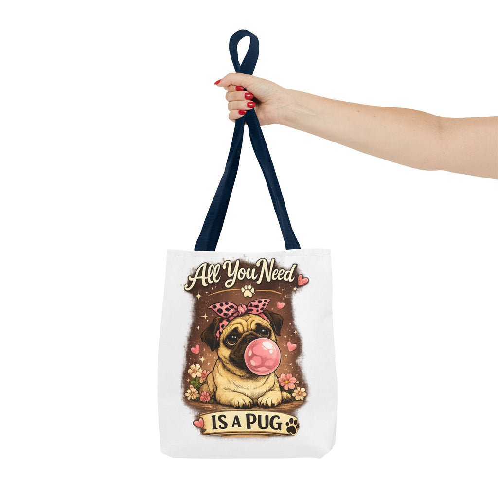 All You Need Is a Pug Tote Bag — Cute Pug Bubblegum Graphic Shopper