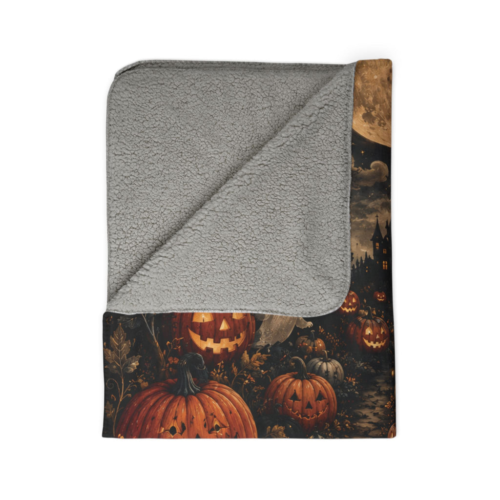 Jack-o'-Lantern Pumpkin Patch Fleece Blanket | Cute Ghosts Halloween Throw